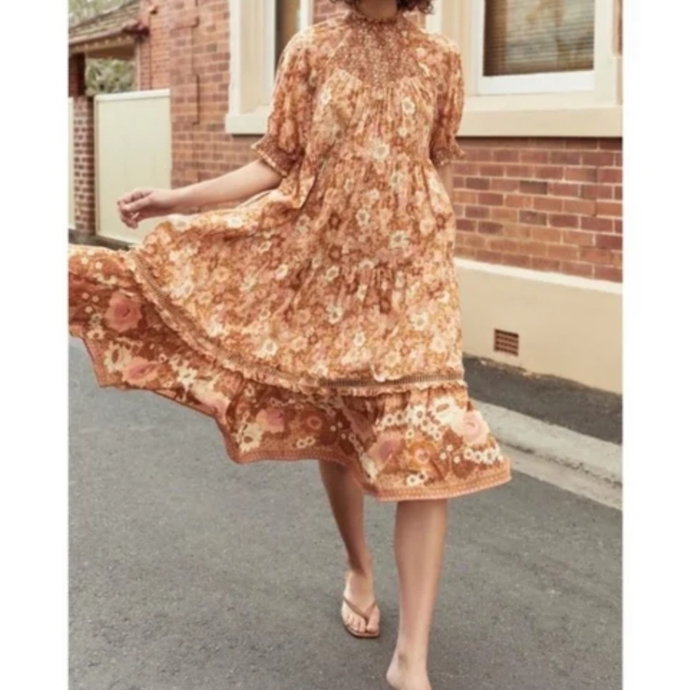 Spell Floral Midi Dress in Warm Tones